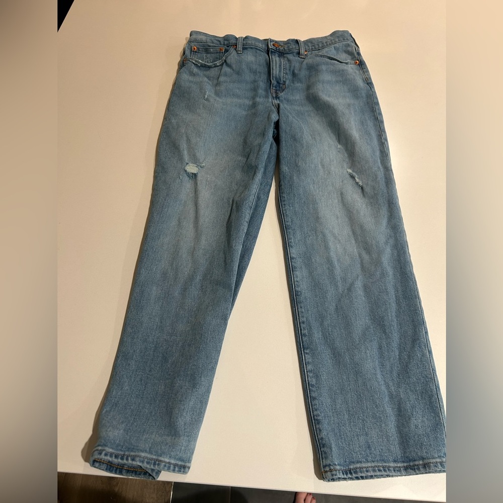 J Crew Classic Straight with slight distressing